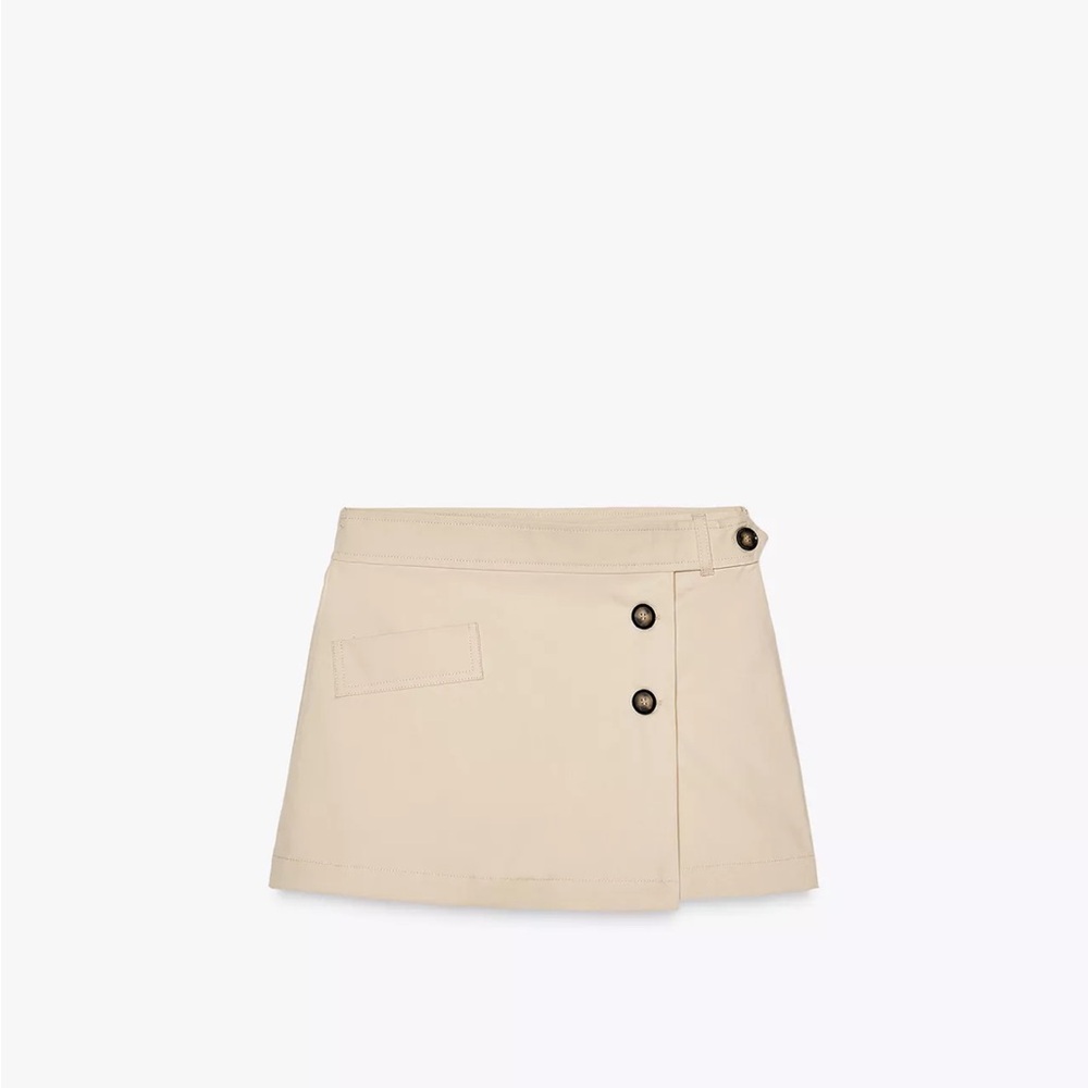 Zara Beige Mini Skort with Button Detail